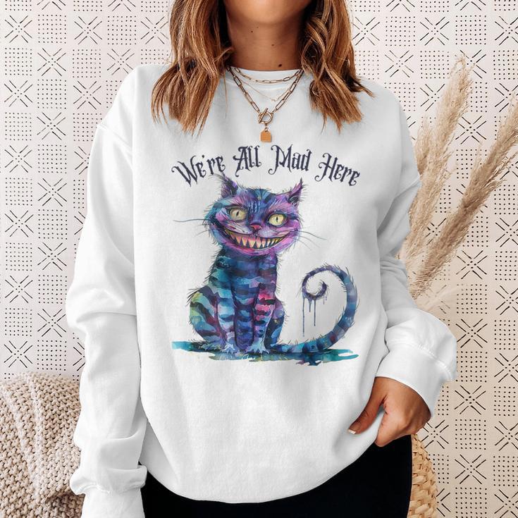 We'Re All Mad Here Cheshire Cat Alice Wonderland Book Boys Sweatshirt Gifts for Her We'Re All Mad Here Cheshire Cat Alice Wonderland Book Boys Sweatshirt Gifts for Her