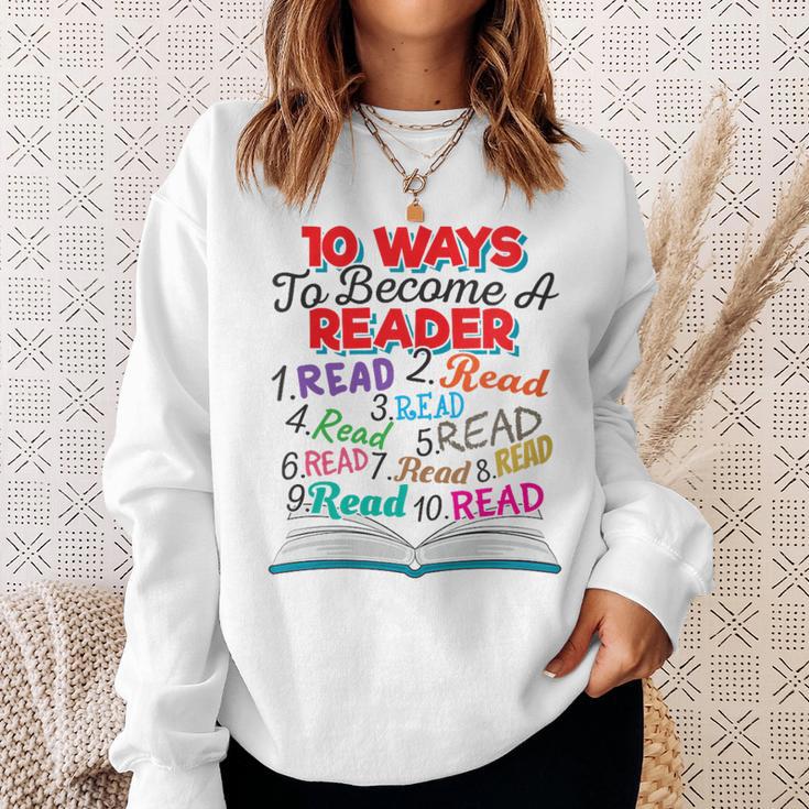 Women's Book Lover 10 Ways To Become a Reader Quote Sweatshirt Gifts for Her