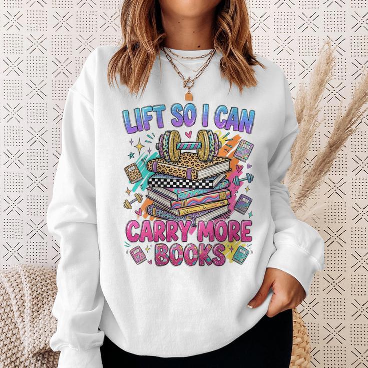 Women's Book Lover Fitness Mom Lifting Reading Humor Graphic Sweatshirt Gifts for Her