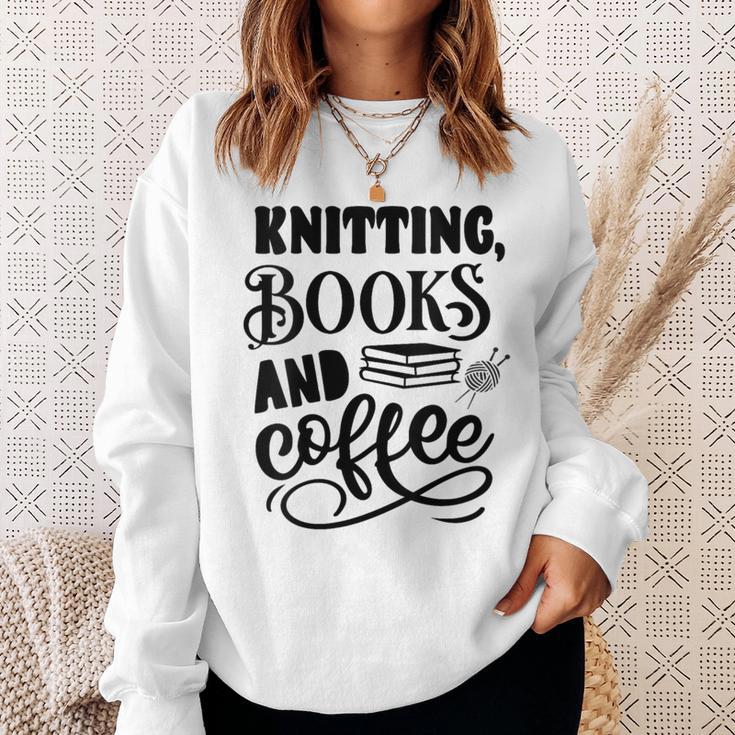 Women's Knitting Books And Coffee Knitter Reader Coffee Lover Sweatshirt Gifts for Her
