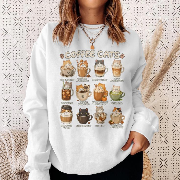 かわいいアニメコーヒー猫カプチーノかわいい猫カフェデザイン スウェットシャツ 彼女への贈り物