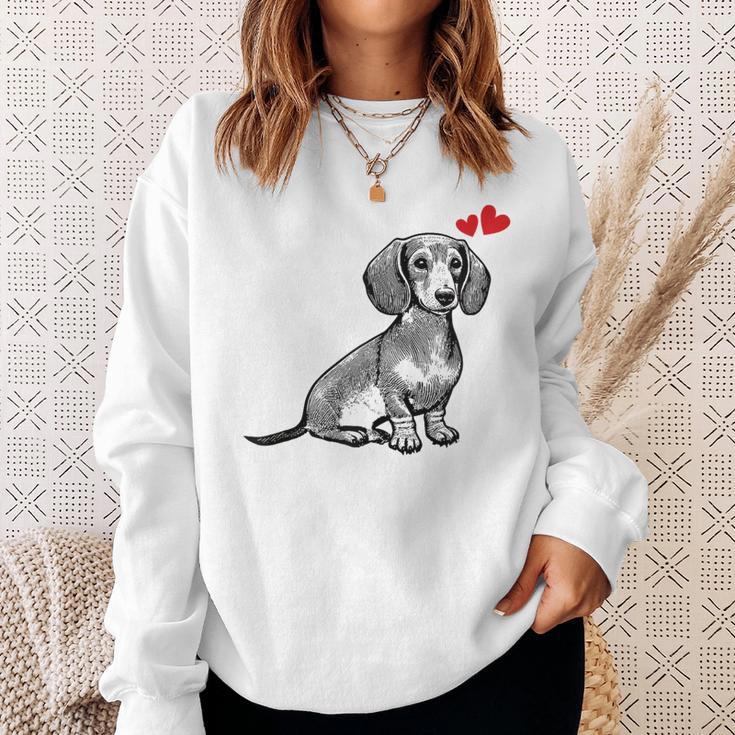 ダックスフンド かわいいダックスプリント 愛犬家グッズ Dachshund スウェットシャツ 彼女への贈り物