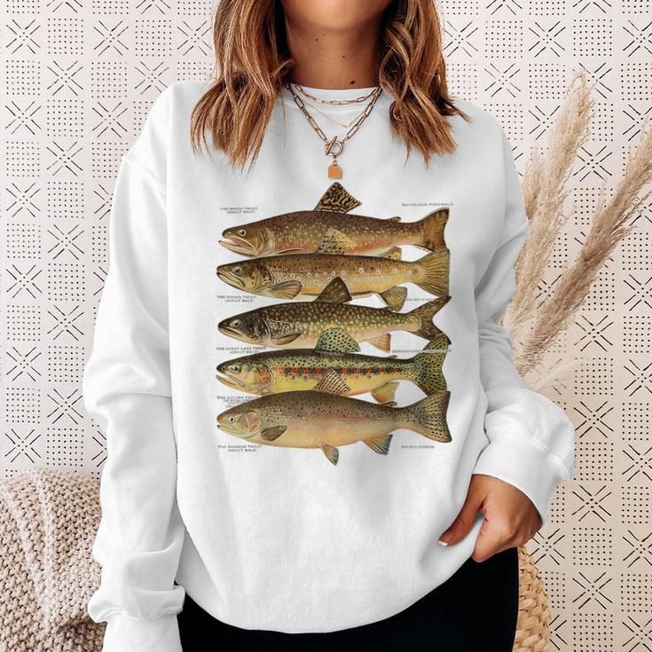 トラウト魚種種フィッシング フライフィッシング トラウト スウェットシャツ 彼女への贈り物