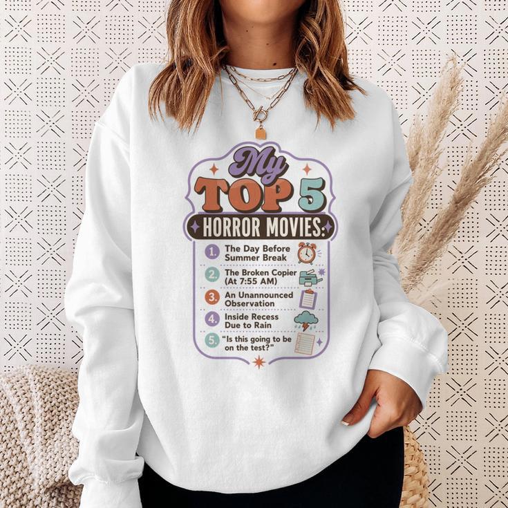 ホラー映画 教師 ユーモア 学校 映画 パロディ トップ5 長袖tシャツ スウェットシャツ 彼女への贈り物