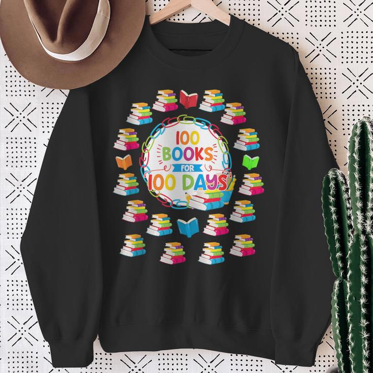 100 Books For 100 Days 100th Day Of School Top Teacher Kid Sweatshirt Gifts for Old Women