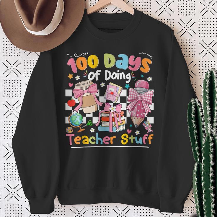 100th Day Of School Teacher 100 Days Coffee Books Sweatshirt Gifts for Old Women