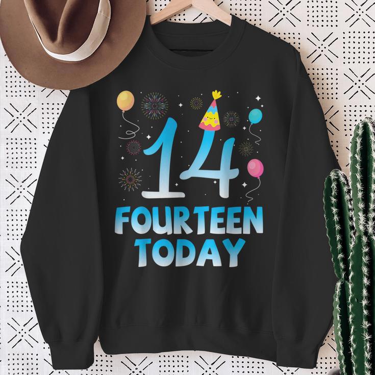 14歳今日私にお誕生日おめでとう彼彼女の息子娘 スウェットシャツ 年配の女性への贈り物
