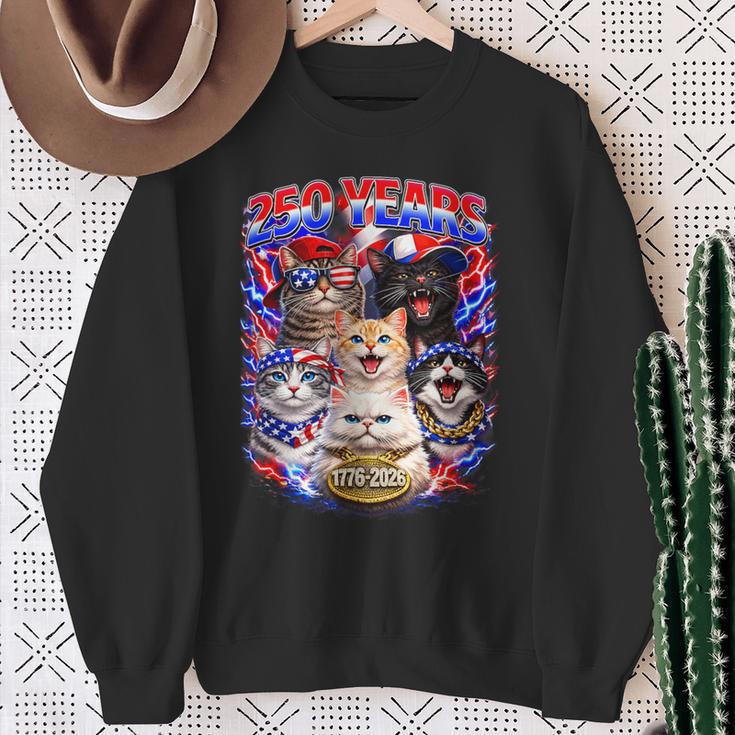 250 Years Cat American Flag 250Th Anniversary 4Th Of July Sweatshirt Gifts for Old Women