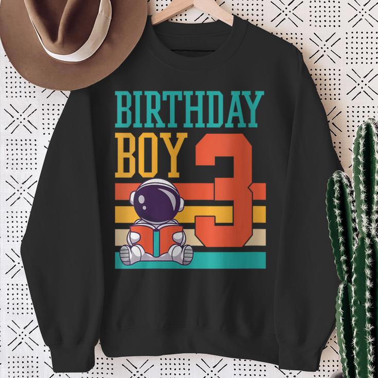 3 Year Old Birthday Boy Book Worm Reading Birthday Party Sweatshirt Gifts for Old Women