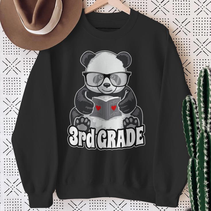 3rd Grade Back To School Panda Book Reader Teacher Heart Sweatshirt Gifts for Old Women