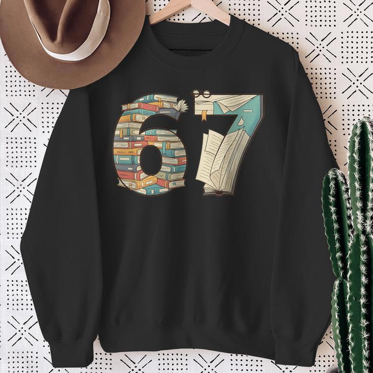 67 Book Stack Literary Adventure Reader Sweatshirt Gifts for Old Women