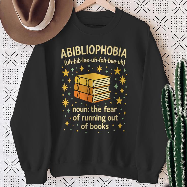 Abibliophobia Book Lover Reading Humor Graphic Sweatshirt Gifts for Old Women
