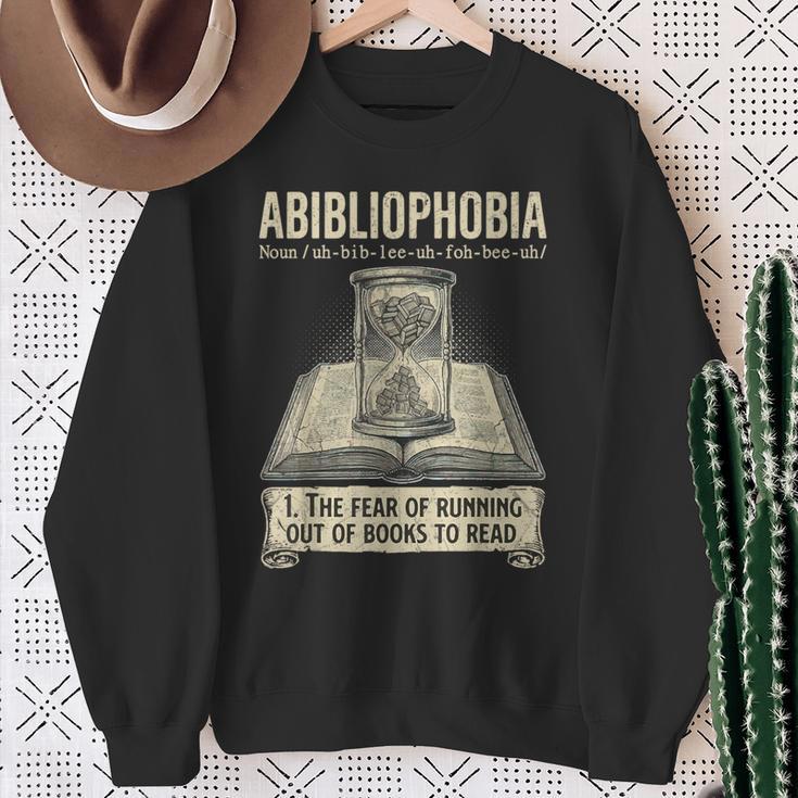 Abibliophobia Reading Bookworm Books Reader Sweatshirt Gifts for Old Women