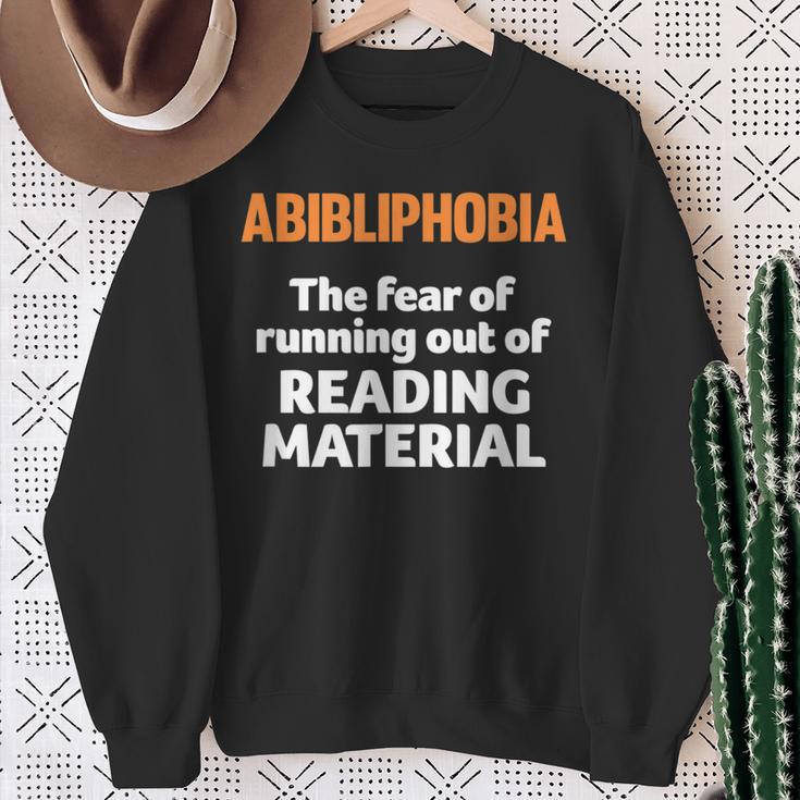 Abibliophobia Reading Bookworm Teacher Librarian Book Reader Sweatshirt Gifts for Old Women