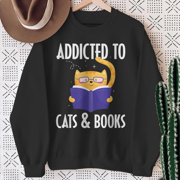 Addicted To Cats And Books Orange Tabby Cat Men Women Kids Sweatshirt Gifts for Old Women Addicted To Cats And Books Orange Tabby Cat Men Women Kids Sweatshirt Gifts for Old Women