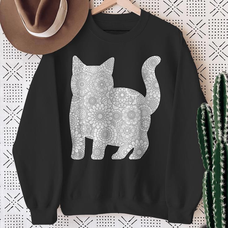 Adult Coloring Book CAT Mandala Flowers T-Shirt Sweatshirt Gifts for Old Women