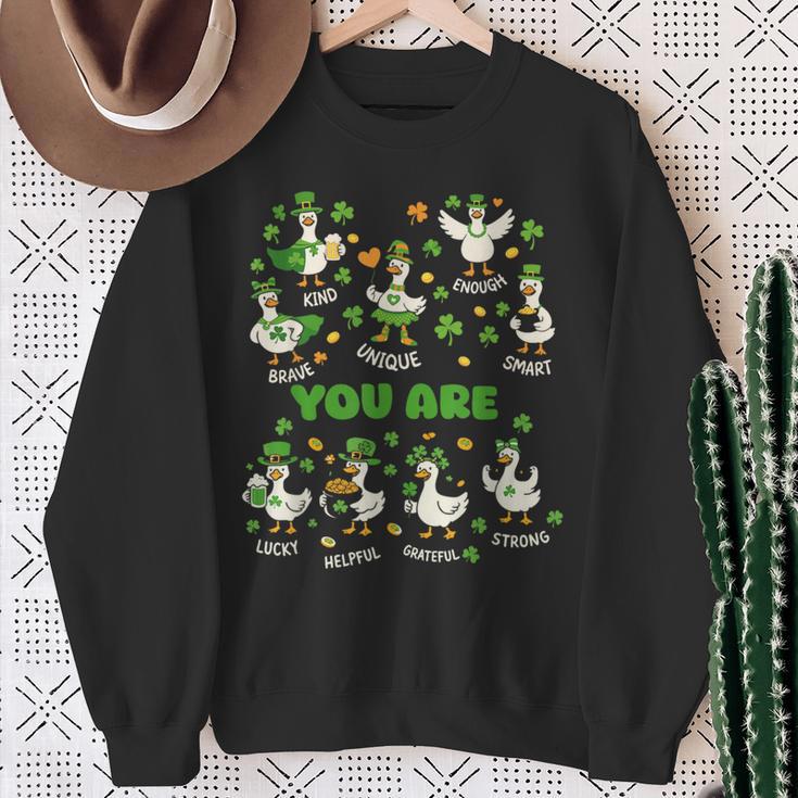 You Are Affirmations Goose StPatrick's Day Book Teacher Sweatshirt Gifts for Old Women