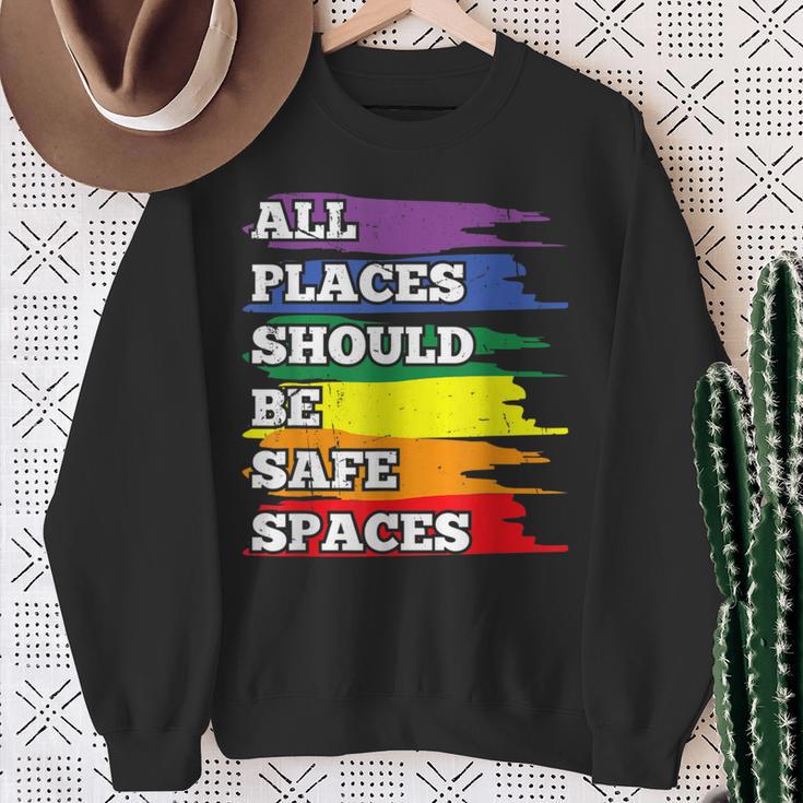 All Placeshould Beafepaces ゲイプライド 同盟国 Lgbtq Month スウェットシャツ 年配の女性への贈り物