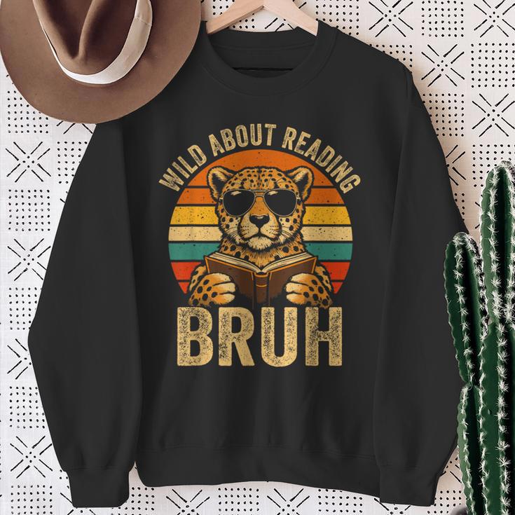 Animal Print Clothes Wild About Reading Bruh Kids Book Lover Sweatshirt Gifts for Old Women