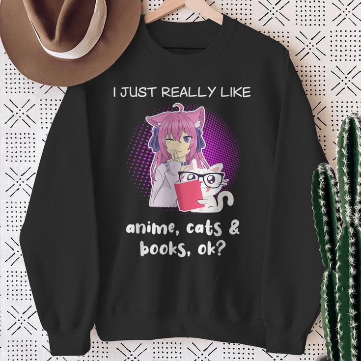 Anime Shirt Cat Lover Book Lover Reading Anime Lover Sweatshirt Gifts for Old Women Anime Shirt Cat Lover Book Lover Reading Anime Lover Sweatshirt Gifts for Old Women