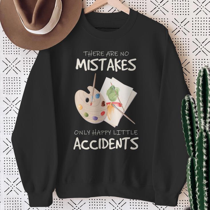 Artist Mistakes Happy Accidents アートパレット 絵画 引用 長袖tシャツ スウェットシャツ 年配の女性への贈り物