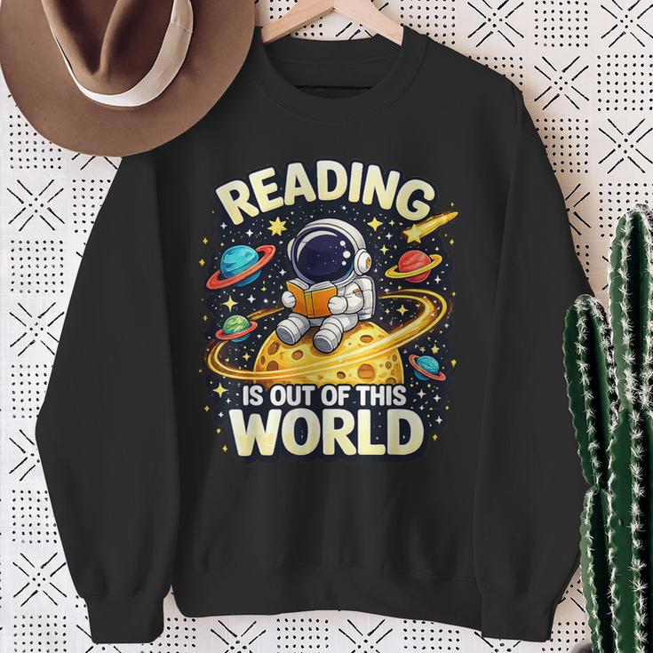 Astronaut Reading Book Lover Space For Men Women Kid Sweatshirt Gifts for Old Women