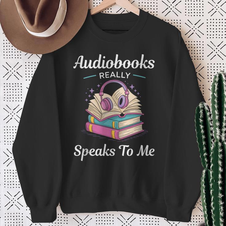 Audiobooks Listener Fun Tee Audio Book And Book Nerd Sweatshirt Gifts for Old Women