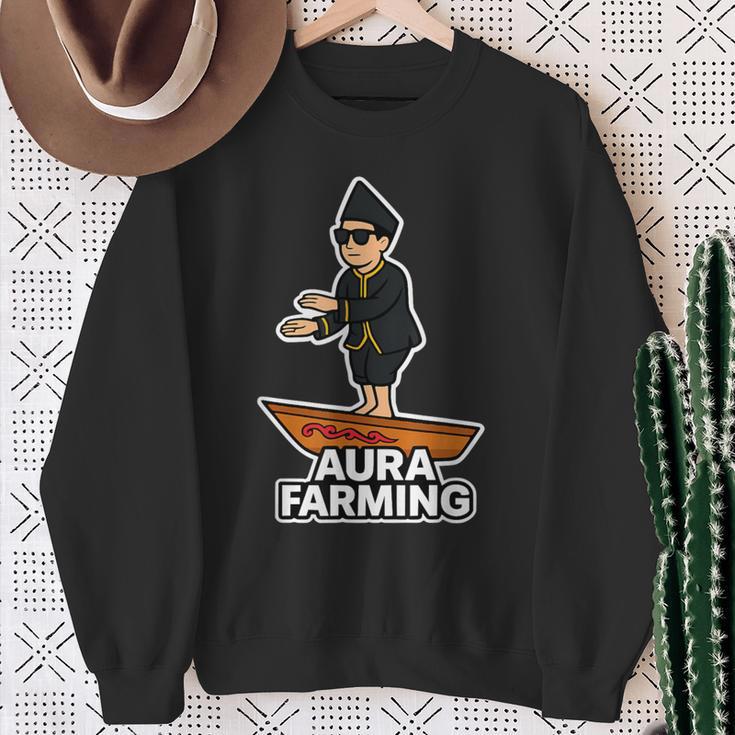 Aura Farming オーラ ウェーブ インドネシアボート ミーム エネルギー バイブ スウェットシャツ 年配の女性への贈り物