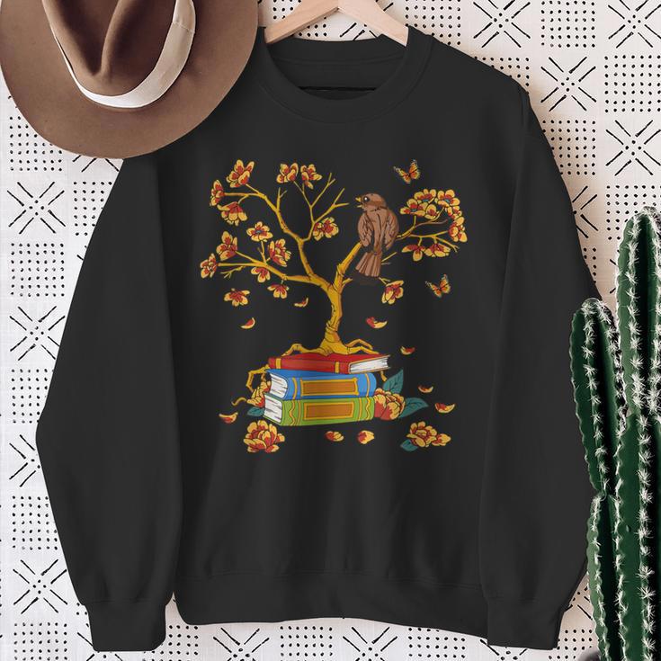 Avid Reader- Book Worm Floral Bird Sweatshirt Gifts for Old Women