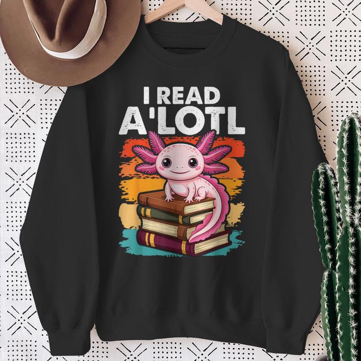 Axolotl Book Lover Librarian Reading Library Readers Sweatshirt Gifts for Old Women
