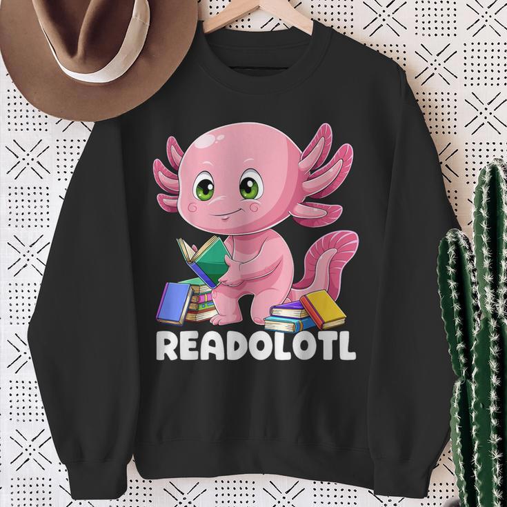 Axolotl Book Reading Bookworm Readolotl Mexican Salamander Sweatshirt Gifts for Old Women