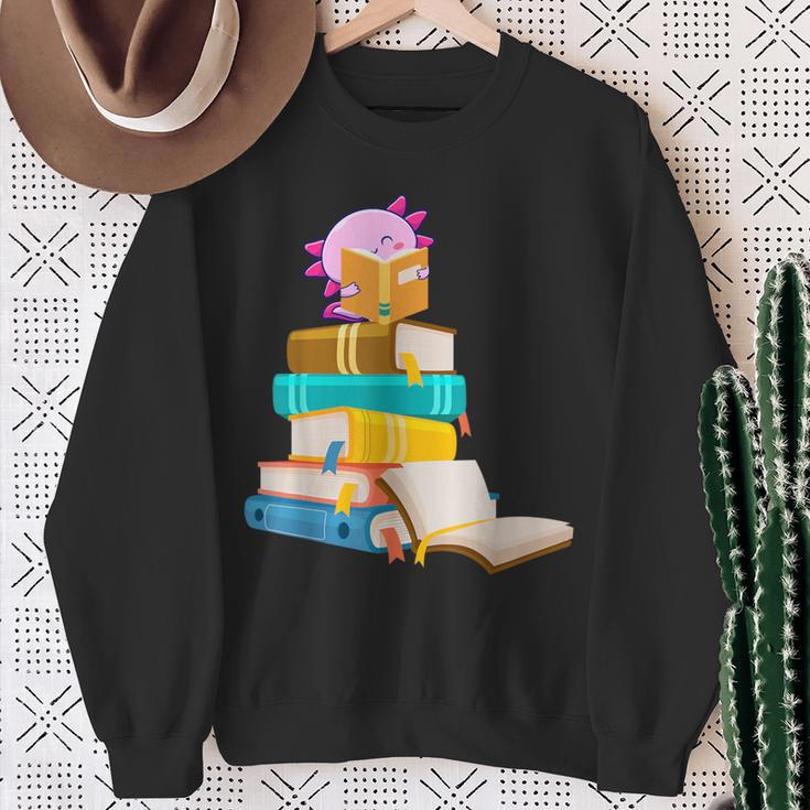 Axolotl Reading Book Bookworm Book Lover Girls Boys Sweatshirt Gifts for Old Women