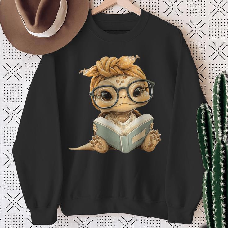 Baby Turtle Open Book Reading Animal Lover Graphic Portrait Sweatshirt Gifts for Old Women Baby Turtle Open Book Reading Animal Lover Graphic Portrait Sweatshirt Gifts for Old Women