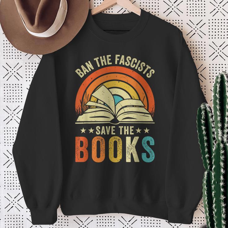 Ban The Fascists Save The Books Book Lover Worm Nerd Sweatshirt Gifts for Old Women Ban The Fascists Save The Books Book Lover Worm Nerd Sweatshirt Gifts for Old Women