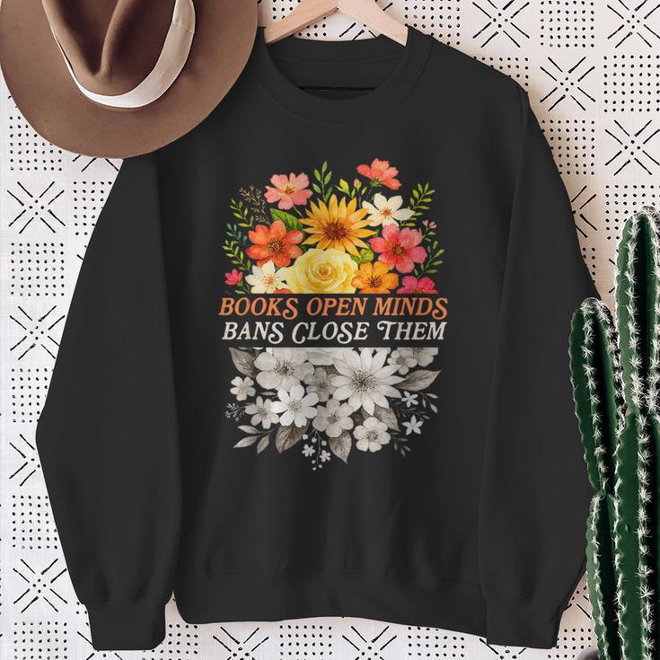 Banned Book Reading Lover Books Open Minds Bans Close Them Sweatshirt Gifts for Old Women