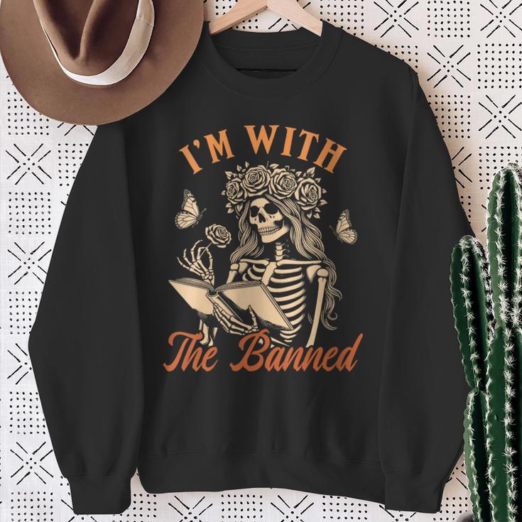 Banned Book Reading Squad Bookish I'm With The Banned Sweatshirt Gifts for Old Women