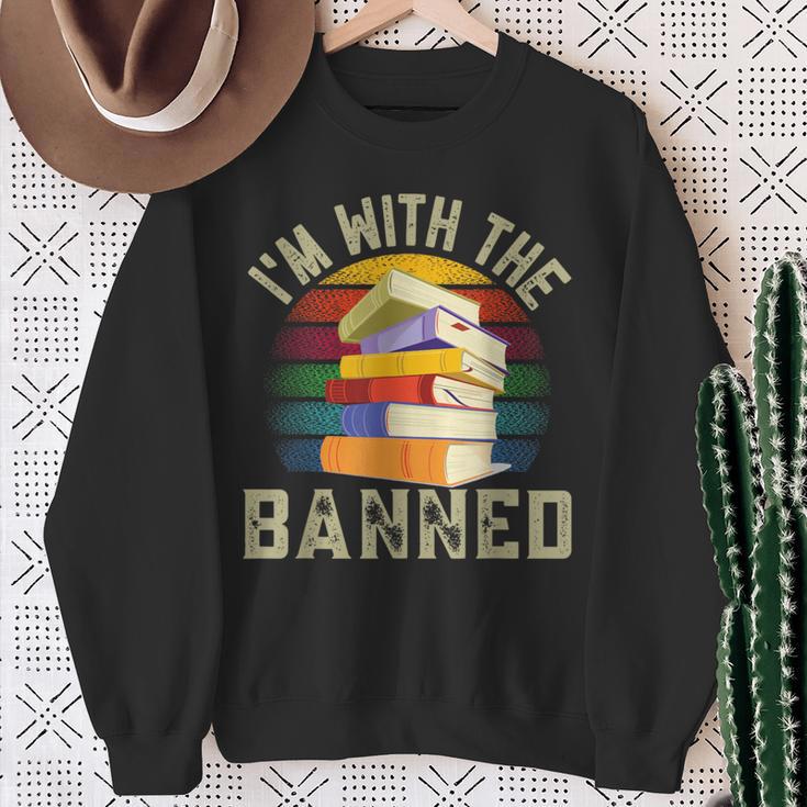 Banned Books I'm With The Banned Sweatshirt Gifts for Old Women