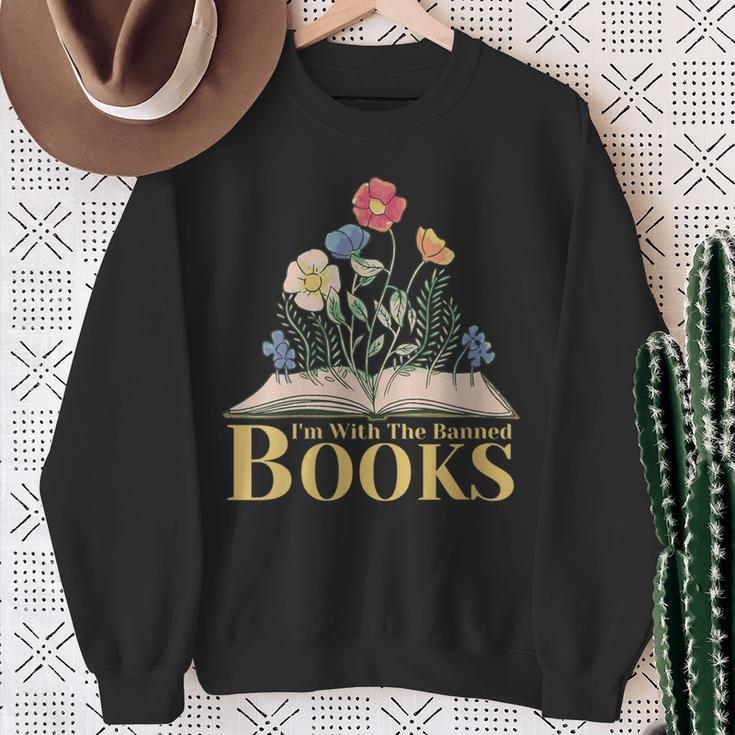 Banned Books I'm With The Banned Books Sweatshirt Gifts for Old Women