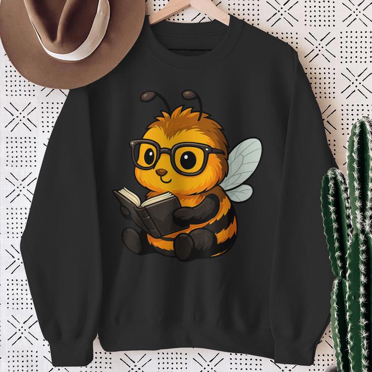Bee Reading Book Lover Sweatshirt Gifts for Old Women