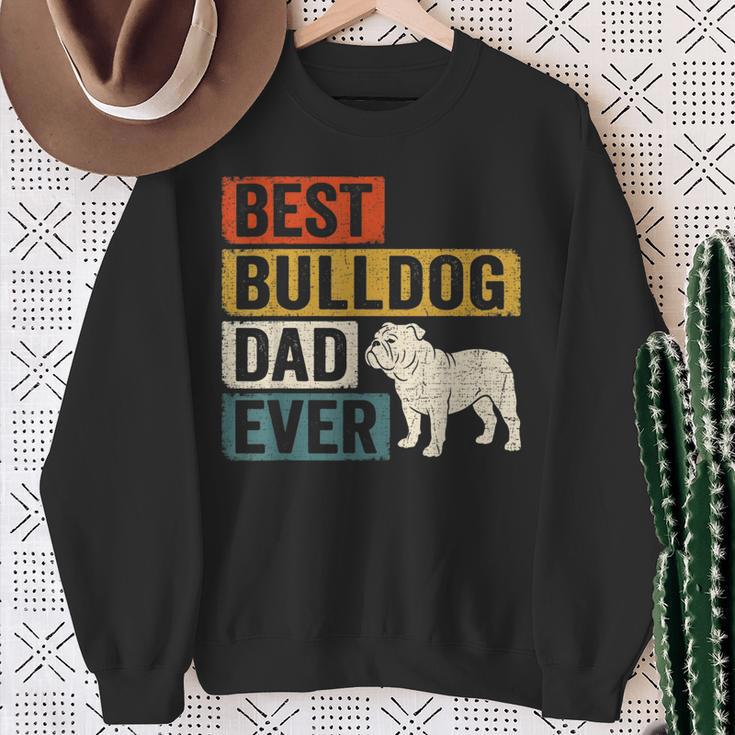 Best Bulldog Dad Ever レトロ ヴィンテージ ブルドッグデザイン スウェットシャツ 年配の女性への贈り物