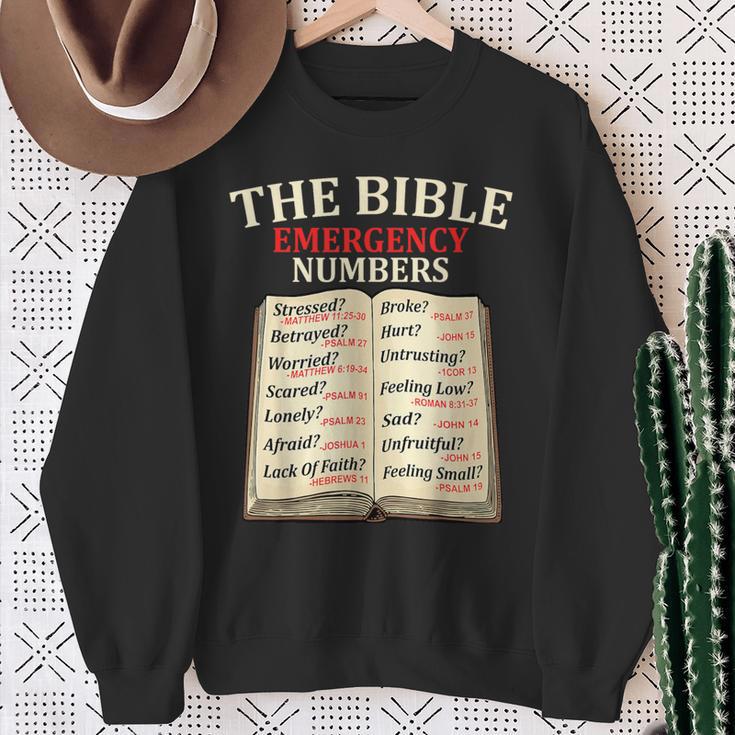 The Bible Book Of Emergency Numbers Religious Christian Sweatshirt Gifts for Old Women
