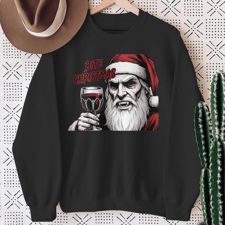 Bite Christmas Vampire Santa Claus Vintage Comic Book Style Sweatshirt Gifts for Old Women