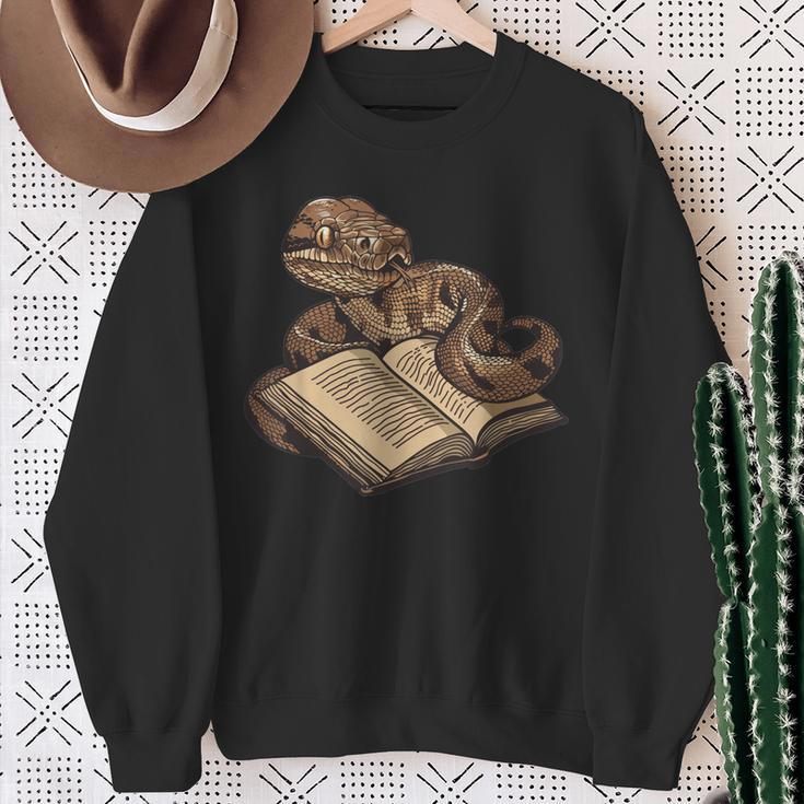Boa Constrictor Reading A Book Sweatshirt Gifts for Old Women
