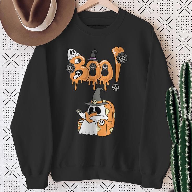 Boo Kids Book Lover Ghost Halloween Librarian Sweatshirt Gifts for Old Women