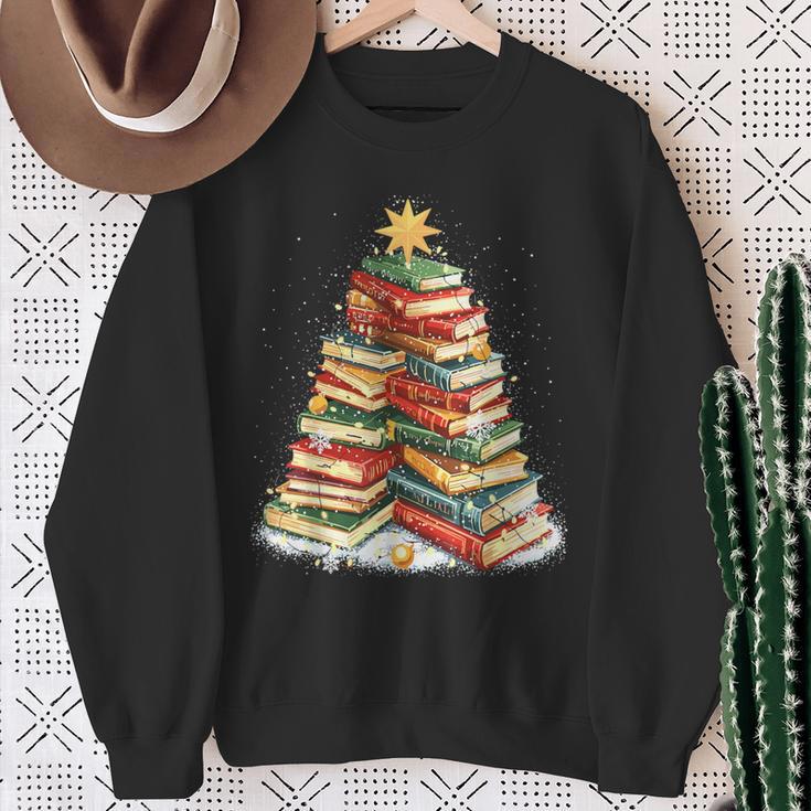 Book Christmas Tree Reading Sweatshirt Gifts for Old Women