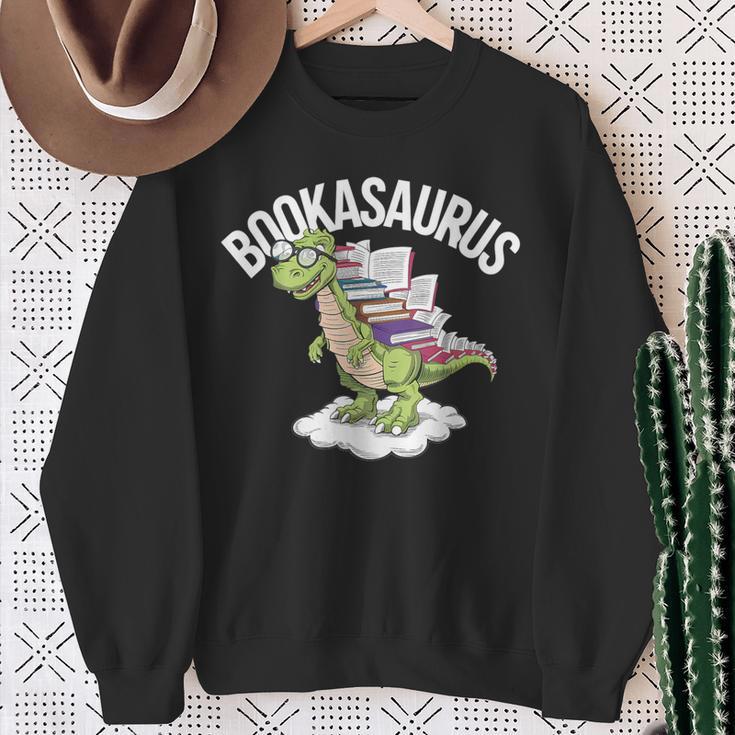 Book Dinosaur T-Rex Bookworm Dino Book Reading Sweatshirt Gifts for Old Women