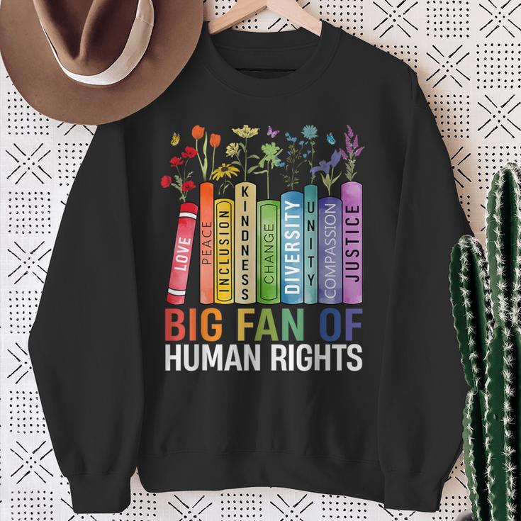 Book Flower Big Fan Of Human Rights Protest Feminist Quote Sweatshirt Gifts for Old Women Book Flower Big Fan Of Human Rights Protest Feminist Quote Sweatshirt Gifts for Old Women
