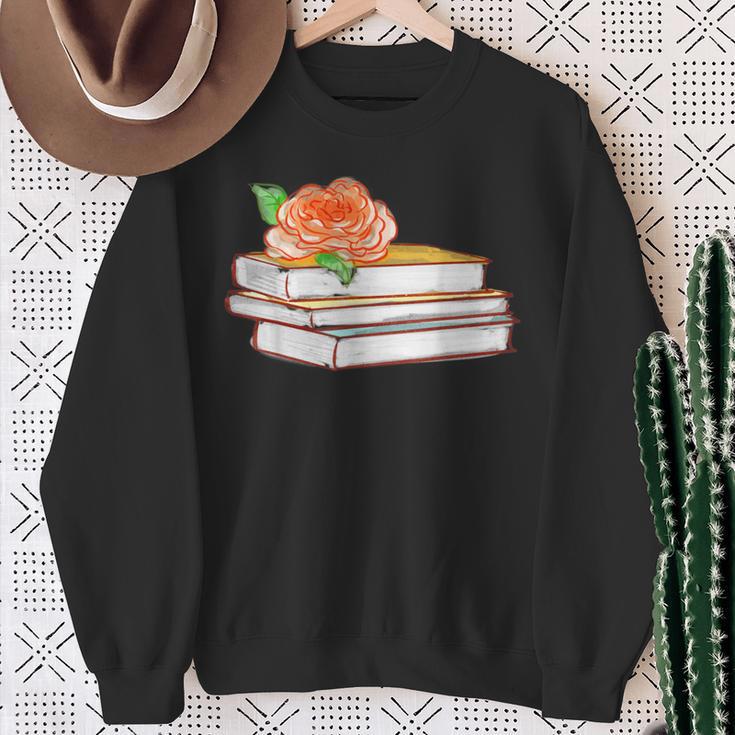 Book Flower Sweatshirt Gifts for Old Women