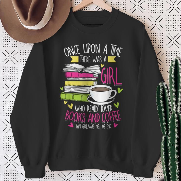 Book Lover & Coffee Reader Reading Quote Women & Girls Sweatshirt Gifts for Old Women