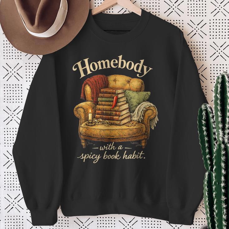 Book Lover Homebody With A Spicy Book Habit Sweatshirt Gifts for Old Women